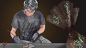 구리 선으로 데생하고 유리로 색을 칠하는 작가 이준석